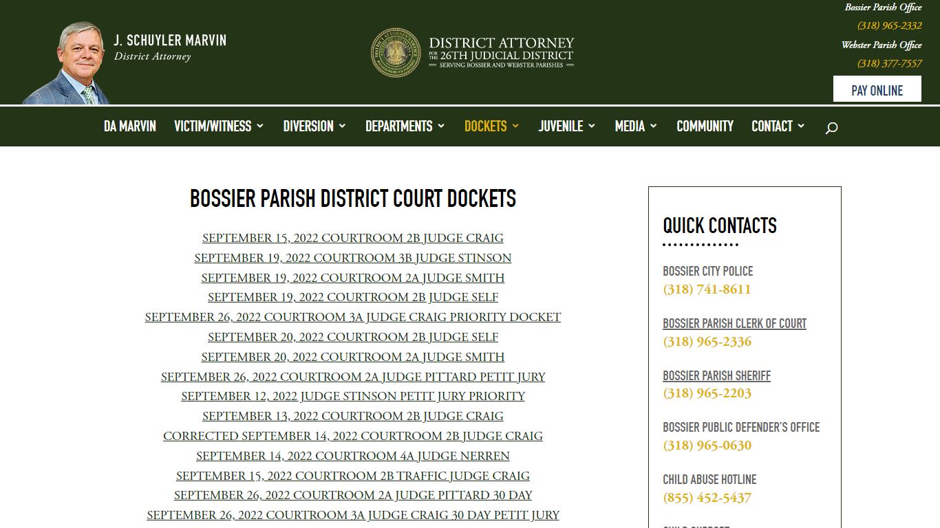 Bossier Parish District Court Dockets